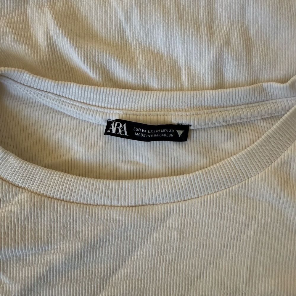 Zara White Ruffle Sleeve Crop Top - Picture 5 of 7